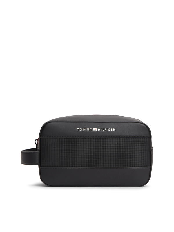 Metal Logo Mixed Texture Washbag