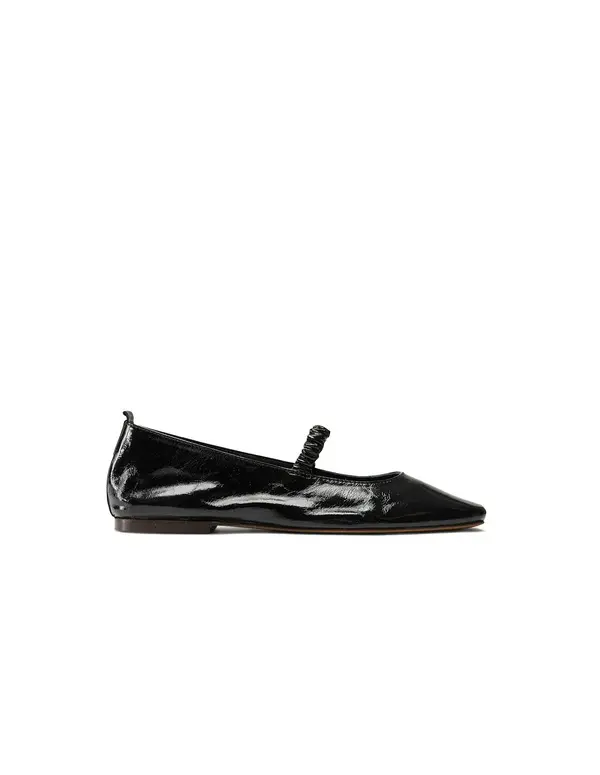 Pleated Patent Leather Mary Janes Ballerinas Image