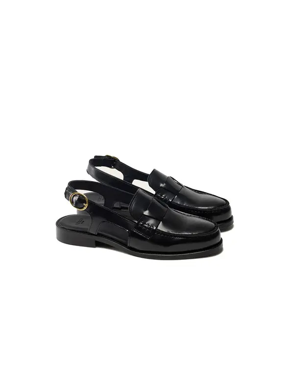 Slingback Box Leather Penny Loafers Image