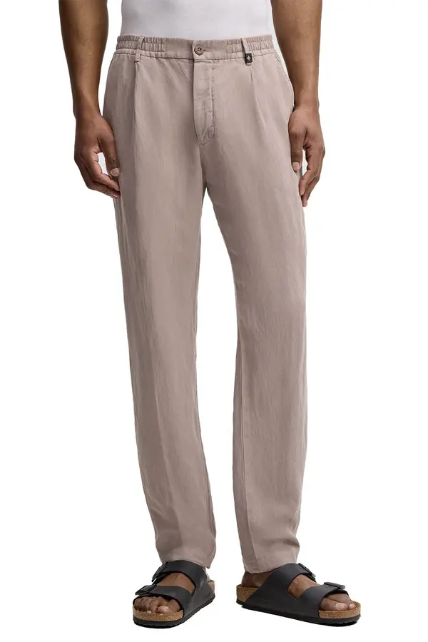 Regular Fit Straight Leg Linen Blend Chino Pants Image