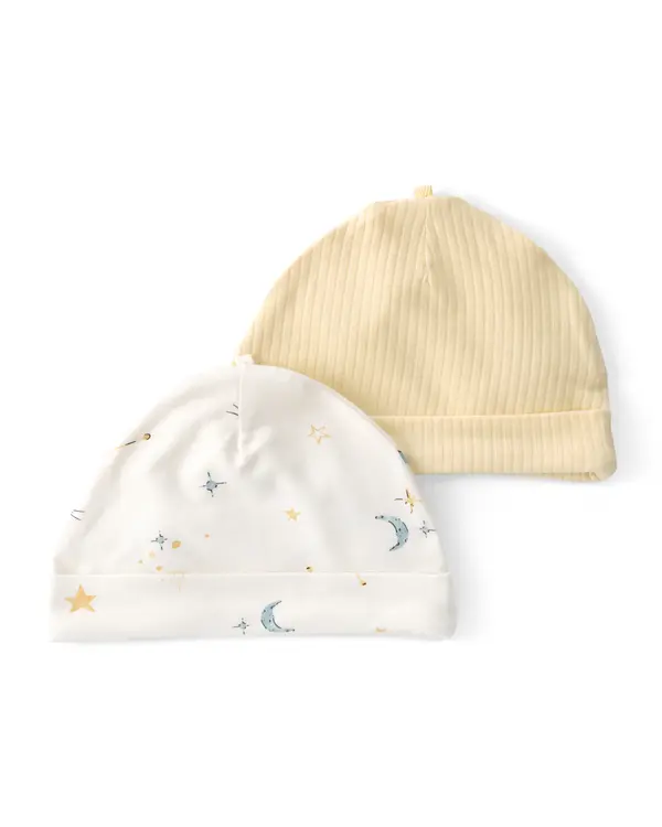 Baby Neutral 2-Pack Constellation PurelySoft Caps - Yellow/Ivory