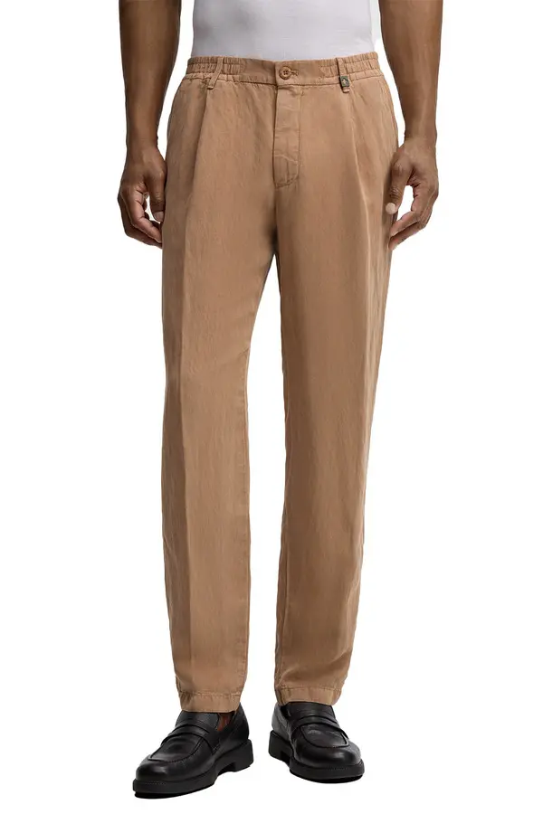 Regular Fit Straight Leg Linen Blend Chino Pants
