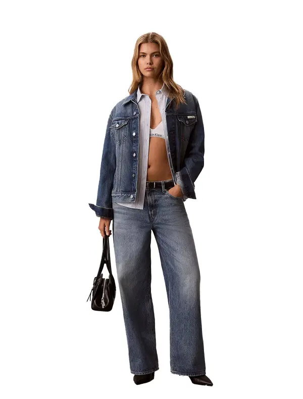 Mid-Wash Baggy Wide-Leg Jeans