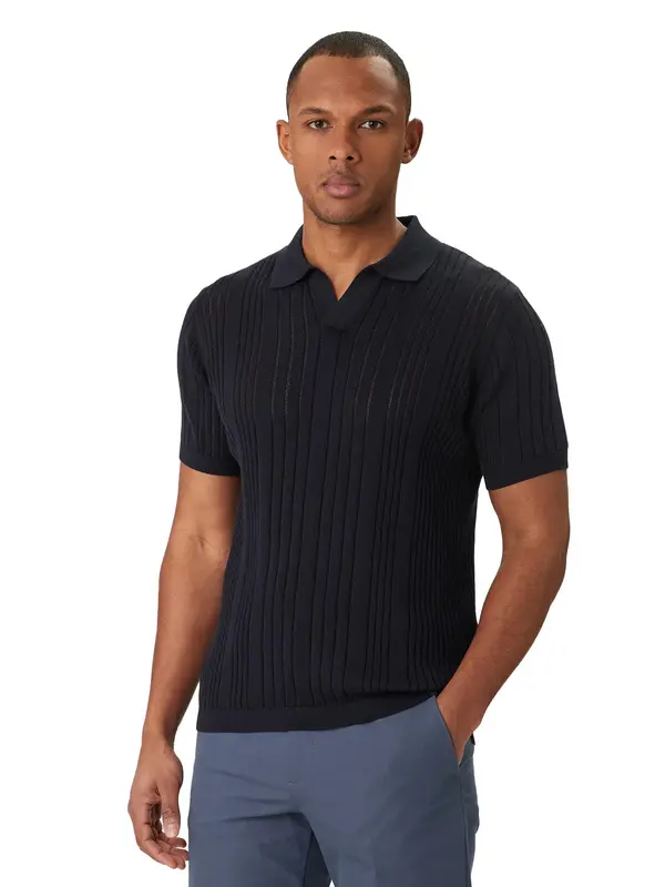 RegularFitPointelleKnitV-NeckPolo Image