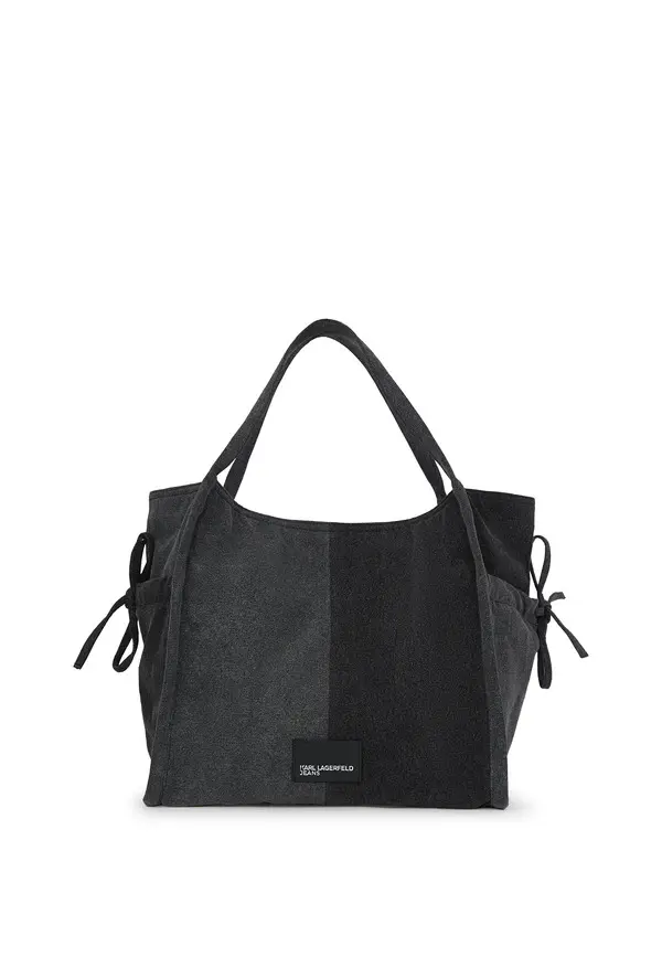 Two-Tone Washed Denim Shopper Bag