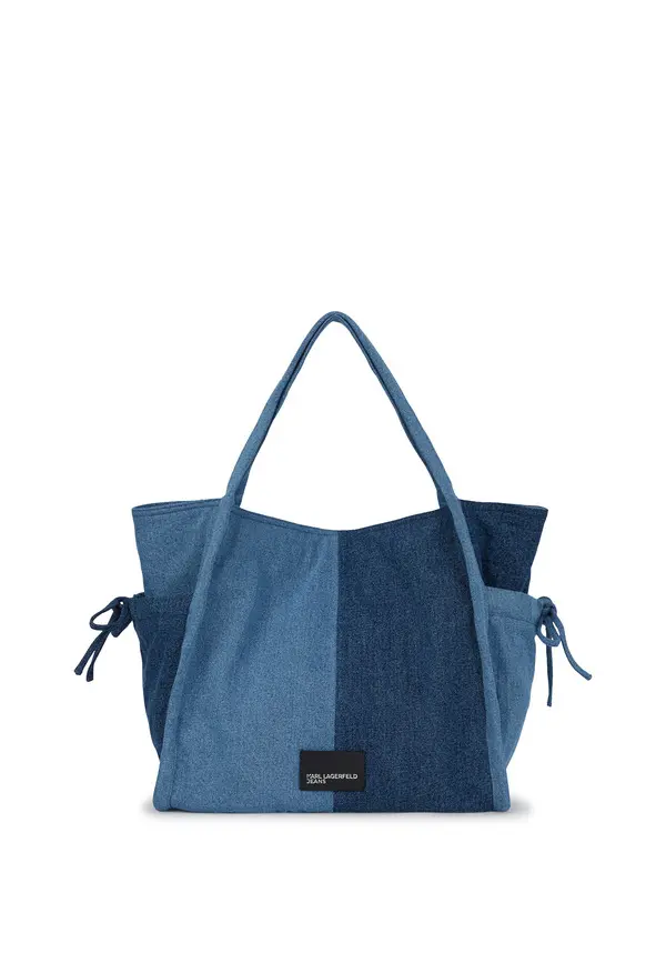 Two-Tone Blue Denim Shopper Bag