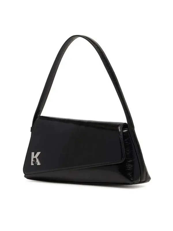 High-Gloss Leather Flap Asymmetric Shoulder Bag