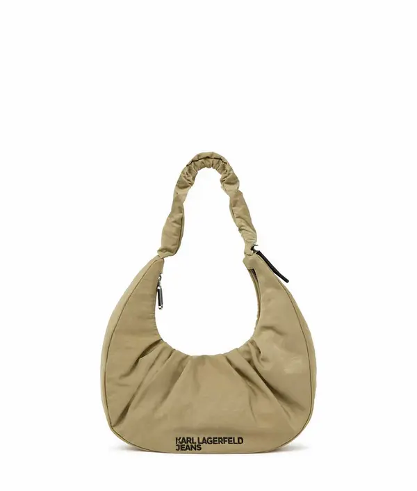 Ruched Nylon Hobo Shoulder Bag