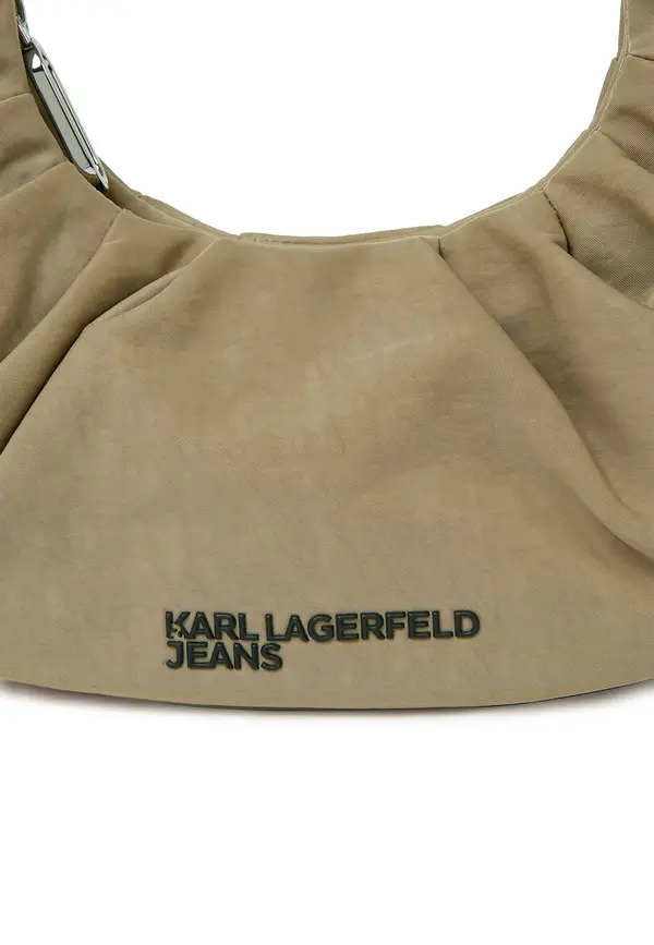 Small Gathered Nylon Hobo Shoulder Bag