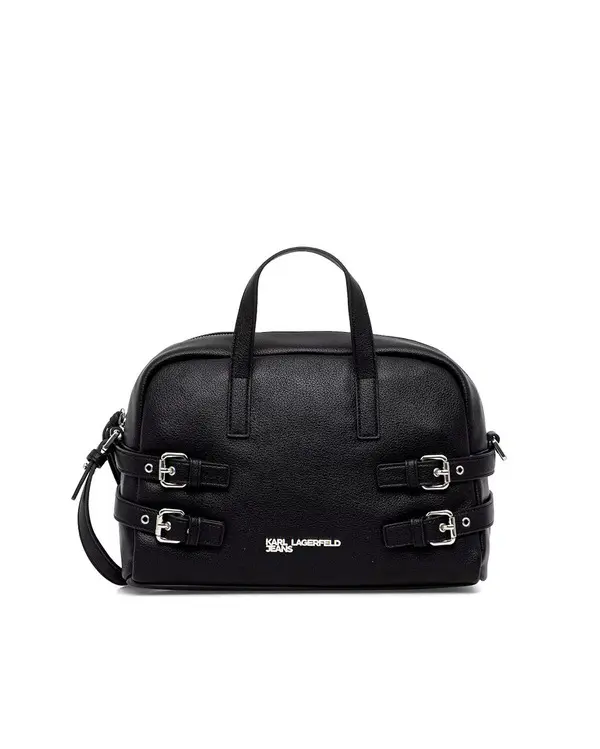Buckle-Detail Leather Top-Handle Crossbody Bag
