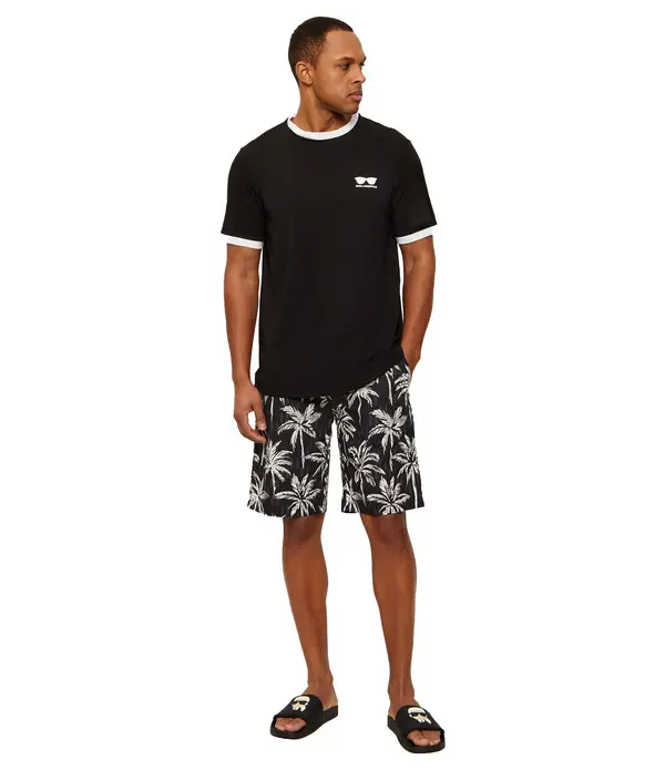 Regular Fit Ringer Short Sleeve T - Shirtwith Ikonik Sunglasses Logo