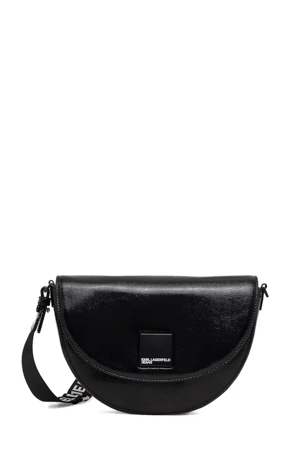 Patent Leather Half Moon Crossbody Bag 