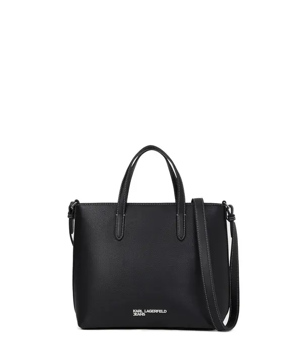 Medium Leather Tote Bag With Metal Logo 