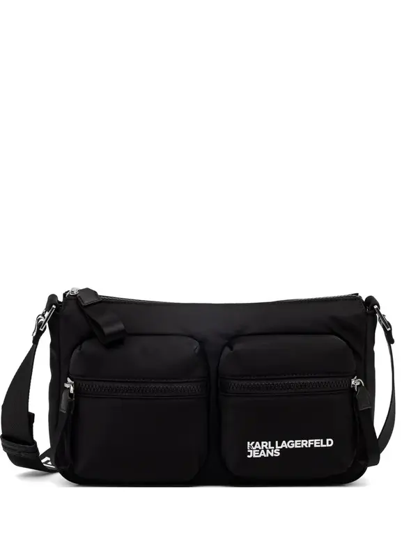 Double-Pocket Nylon Crossbody Bag