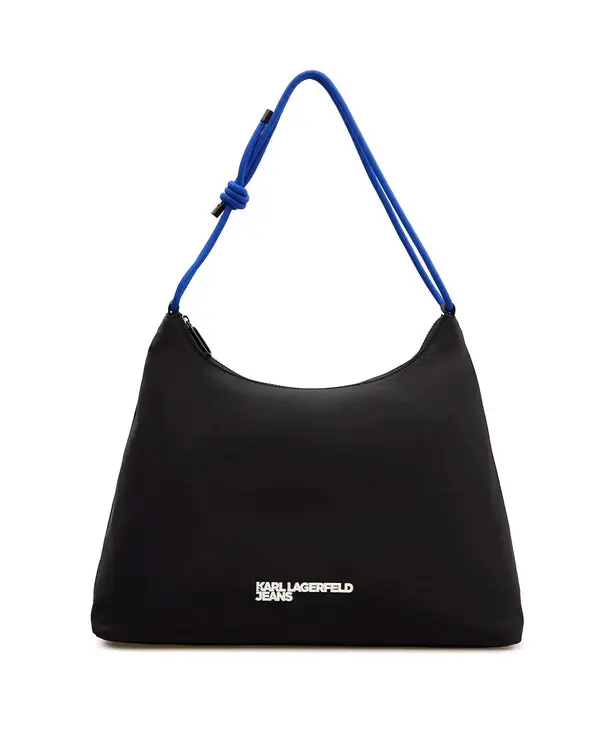 Large Nylon Shoulder Bag With Drawstring