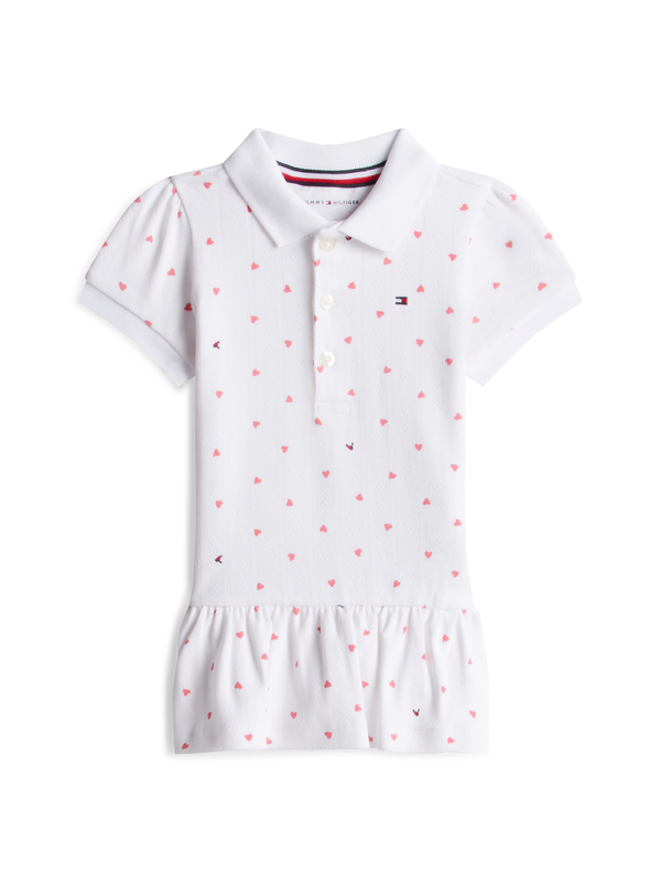 Kids Baby Girl Heart Print Pointelle Polo Dress