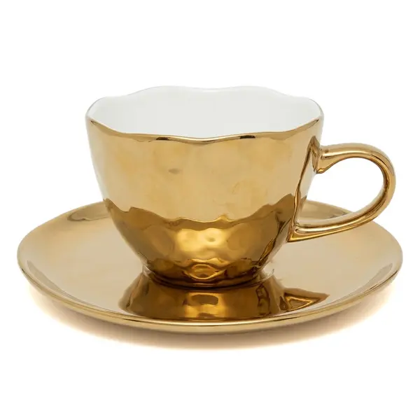  Good Morning Cup withSaucer - Cappuccino/Tea gold Image