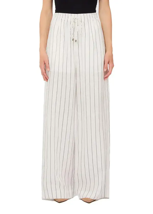 Pinstriped Wide-leg Trousers Image