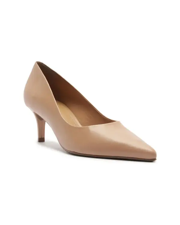 Nude Leather Stiletto Heel Pump with Pointed Toe Image