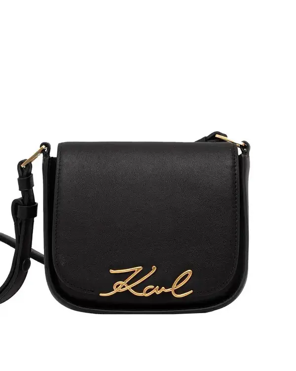 k/Signature Metal Logo Saddle Crossbody Bag Image