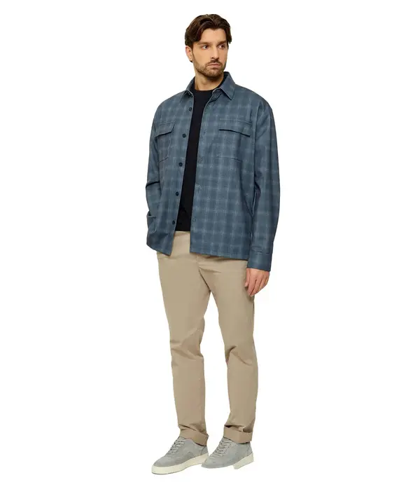 Relaxed Fit Textured Plaid Overshirt Image