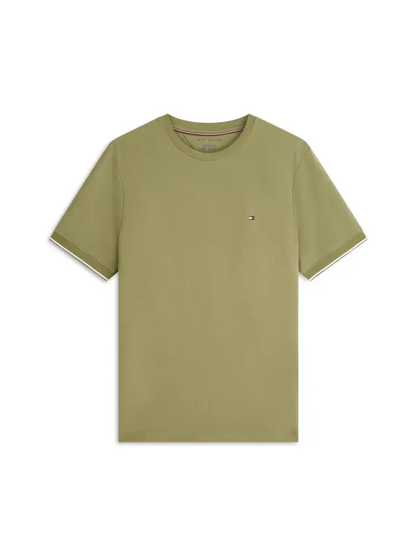Flex Stretch Crew Neck Cotton Short Sleeve T-shirt with Colored Trim