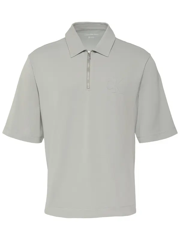 Tonal Monogram Zip Short Sleeve Polo