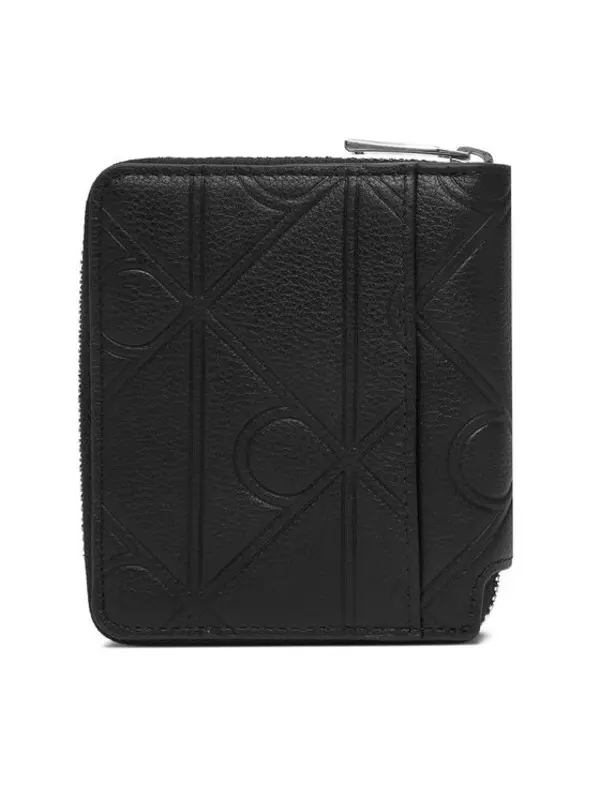 Monogram Embossed Zip-Around Leather Wallet
