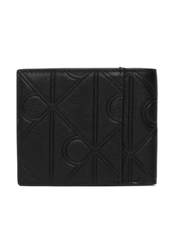 Geometric Monogram Embossed Leather Bifold Wallet Image
