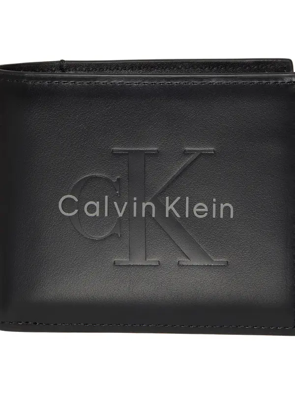 Embossed Logo Leather Trifold Wallet Image