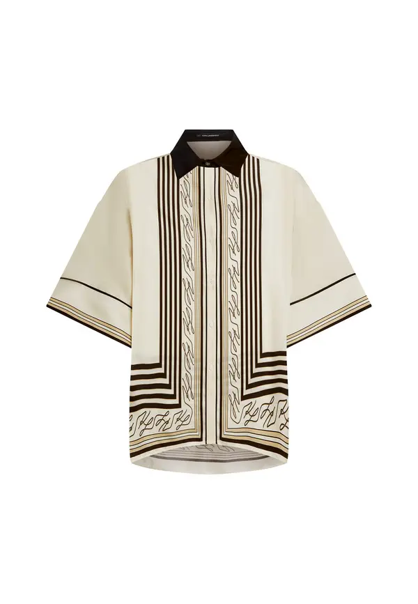 All-over-printed Wide Short Sleeves Pajama Shirt Image