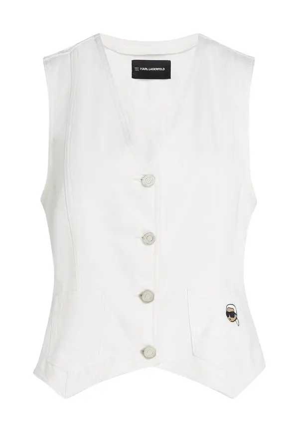 Slim Fit Icon Sleeveless V-neck Denim Vest  Image