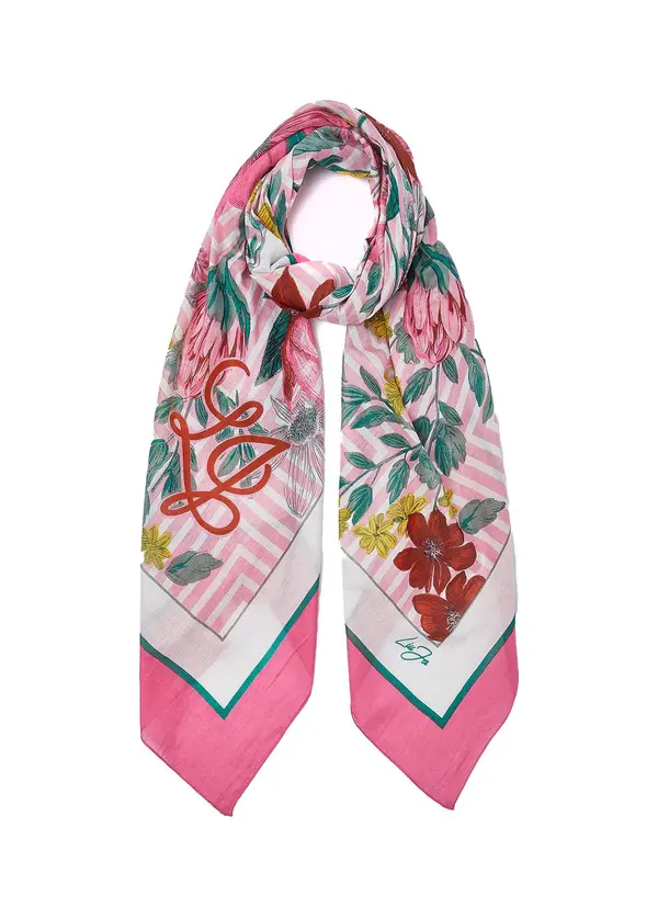 Floral-Print Cotton Scarf 