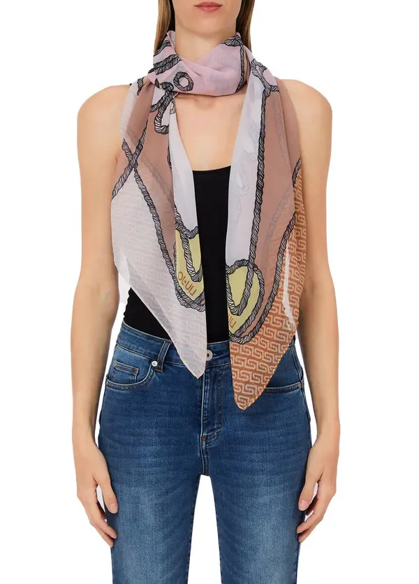 Rectangular Animal Print Cotton Scarf