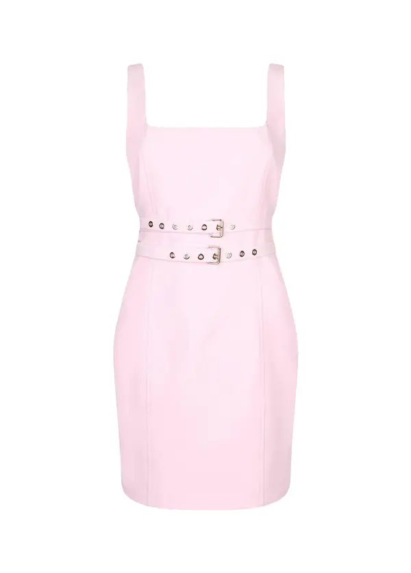 Slim Fit Short Sheath Dress with Buckles Image