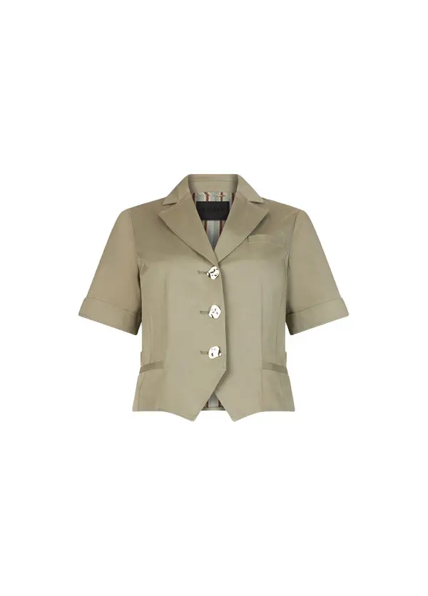 Short-Sleeved Cropped Tailored Blazer