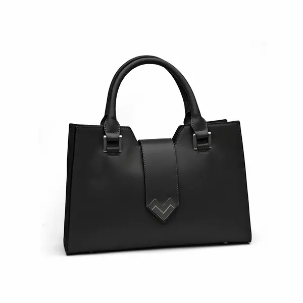 Medium Calfskin Leather Tote Bag with Chevron Hardware