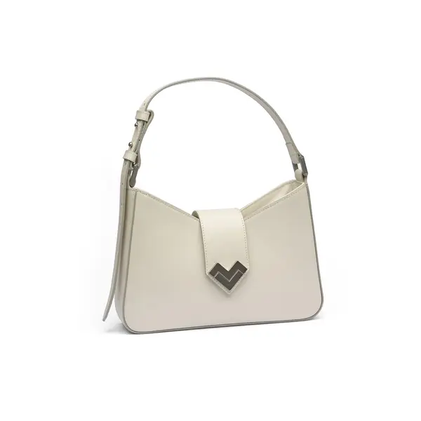 Geometric Leather Shoulder Bag with Chevron Clasp