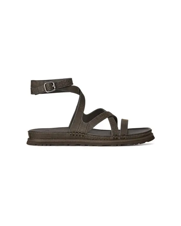 GoldenGaze Embossed Ankle Wrap Sandal