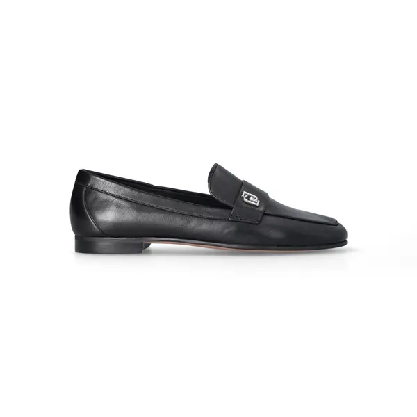 Leather Loafers with Minimalist Silver Hardware Detail