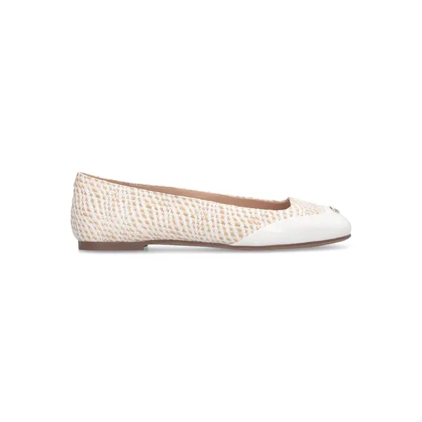 Woven Raffia Ballerinas with Patent Toe
