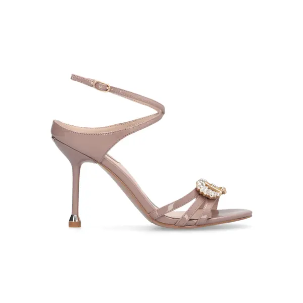 Patent Crystal-Embellished Strappy Stiletto Sandals