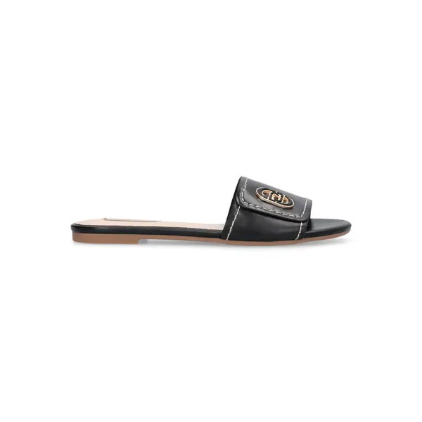 Flat Slides with Gold Logo Hardware
