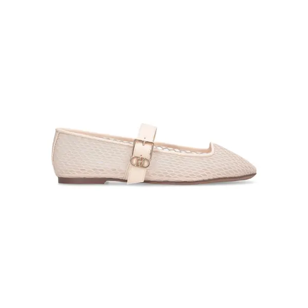 Mesh Mary Jane Ballet Flat with Adjustable Buckle Strap and Logo Detail Image