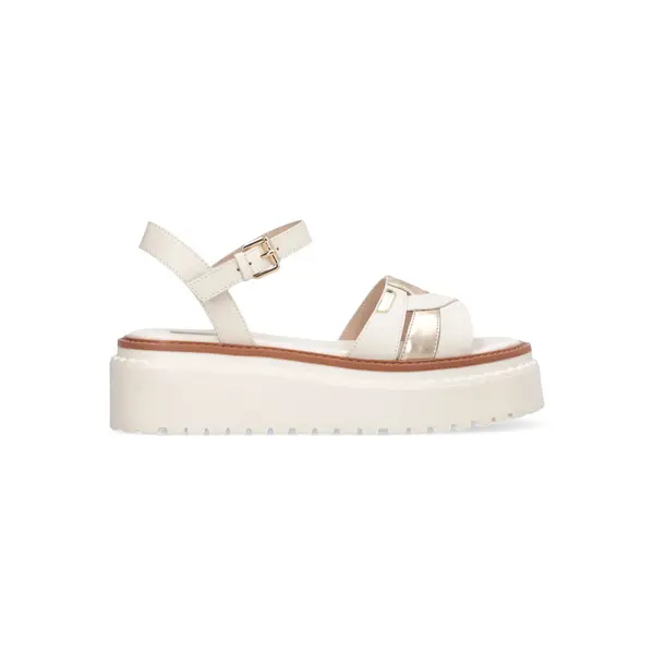 Chunky Platform Sandals with Gold Metallic Inserts Image