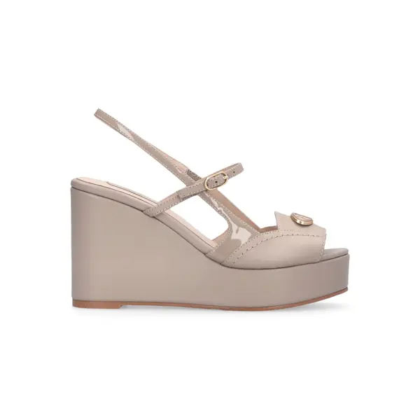 Peep-Toe Wedge Sandals with Slingback Strap Image