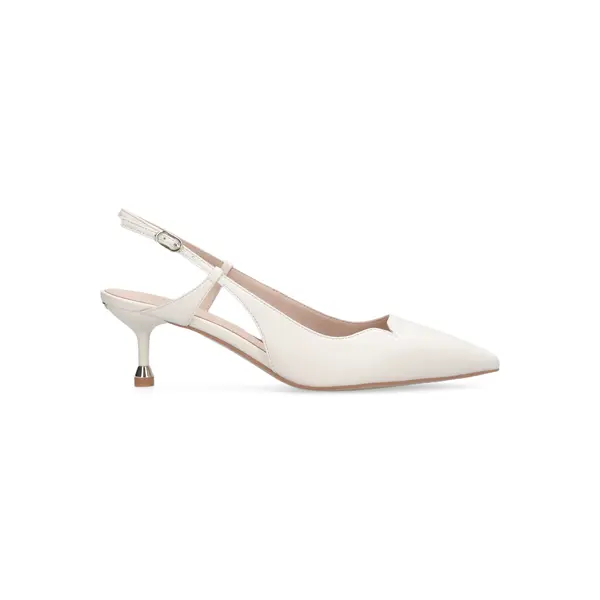 Leather Slingback Cut-Out Kitten Heels Pump