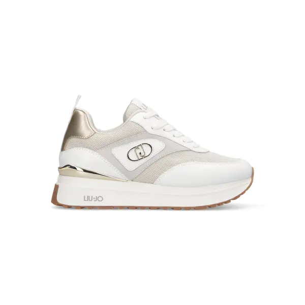 Chunky Platform Sneakers with Gold Metallic Accents and Logo Branding Image