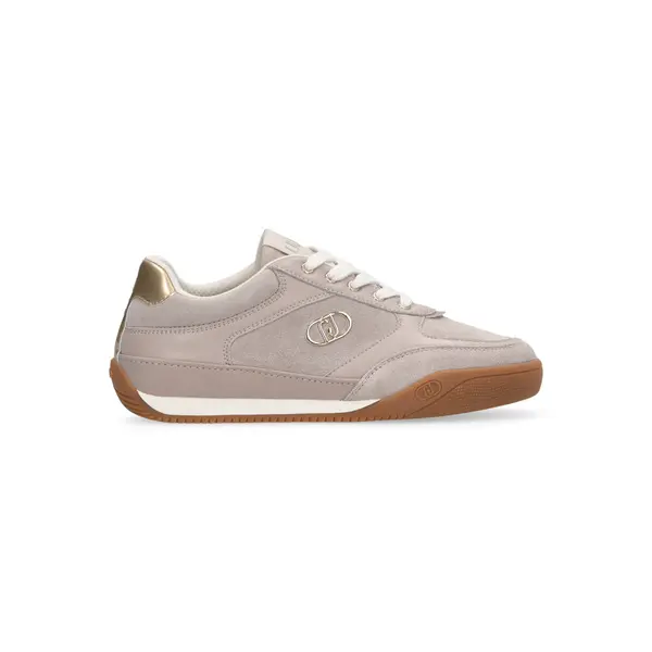 Suede Sneakers with Gold Hardware and Gum Sole Image