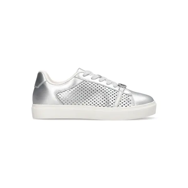 Metallic Perforated Lace-Up Sneakers Image